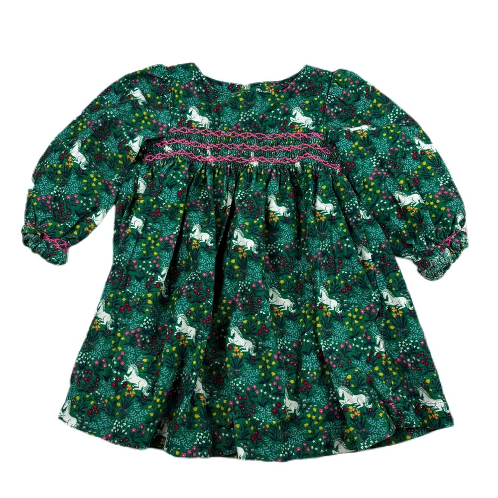 Mini Boden Green Unicorn Print Dress